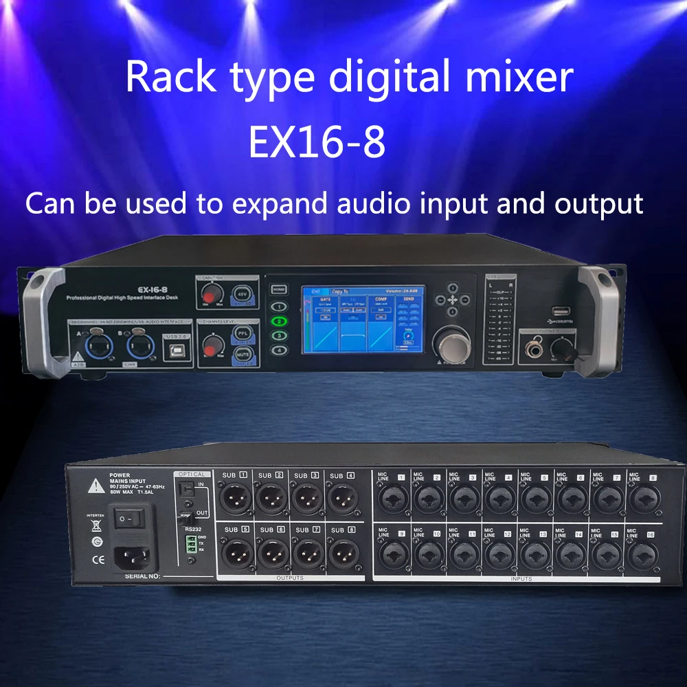 Paulkitson-mezclador de Audio Digital EX16-8, consola de mezcla profesional de 18 canales montada en Rack para expansión de audio de rendimiento de escenario