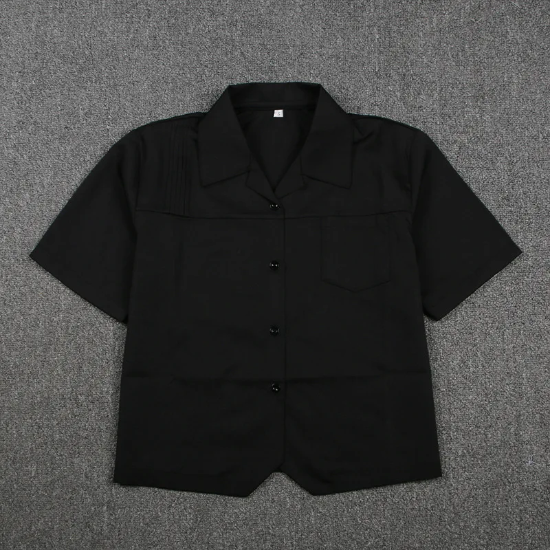 Japanese School Dress Tops Basic JK Uniform Pointed Collar Front Half Fold Shirt White Black Short Sleeve Girls Student | Тематическая