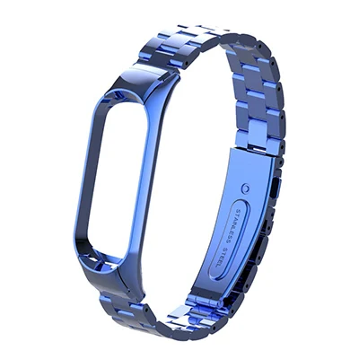 Blue HANGRUI mi Band 4 металлический ремешок из нержавеющей стали для Xiaomi mi Band 4/3 Замена браслета mi band 4 совместимый ремешок с пряжкой - Цвет: Blue