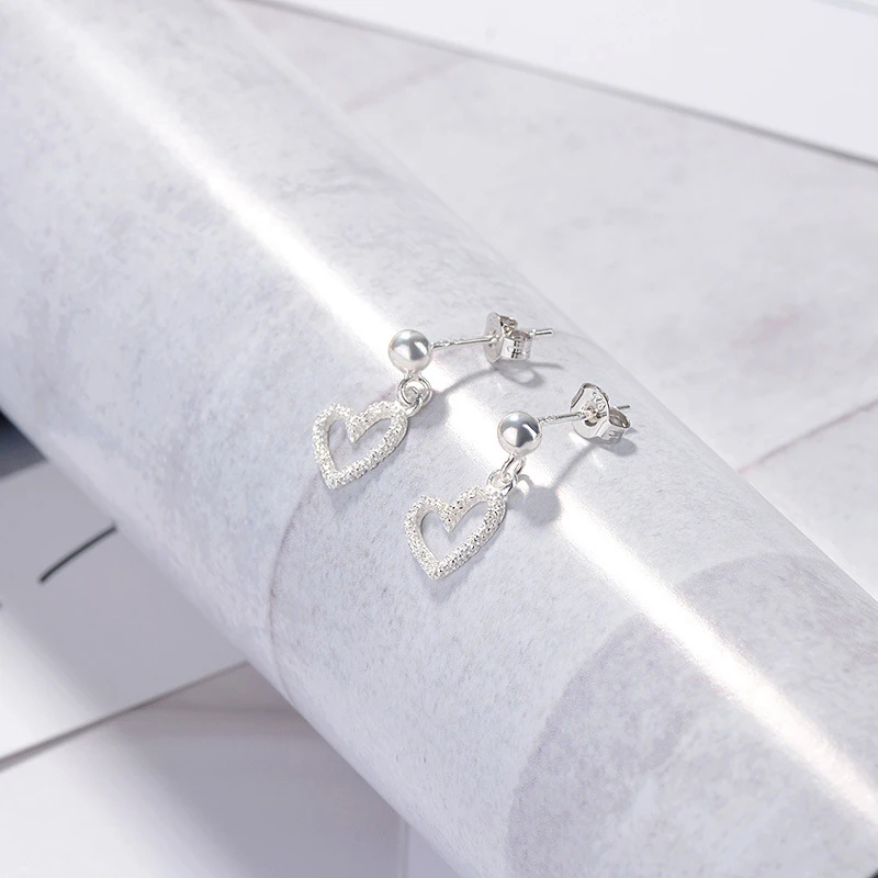 Silver Color Jewelry Women Fashion Cute Tiny Hollow Heart Stud Earring jewelry For Girl Kid Lady Gift wholesale | Украшения и