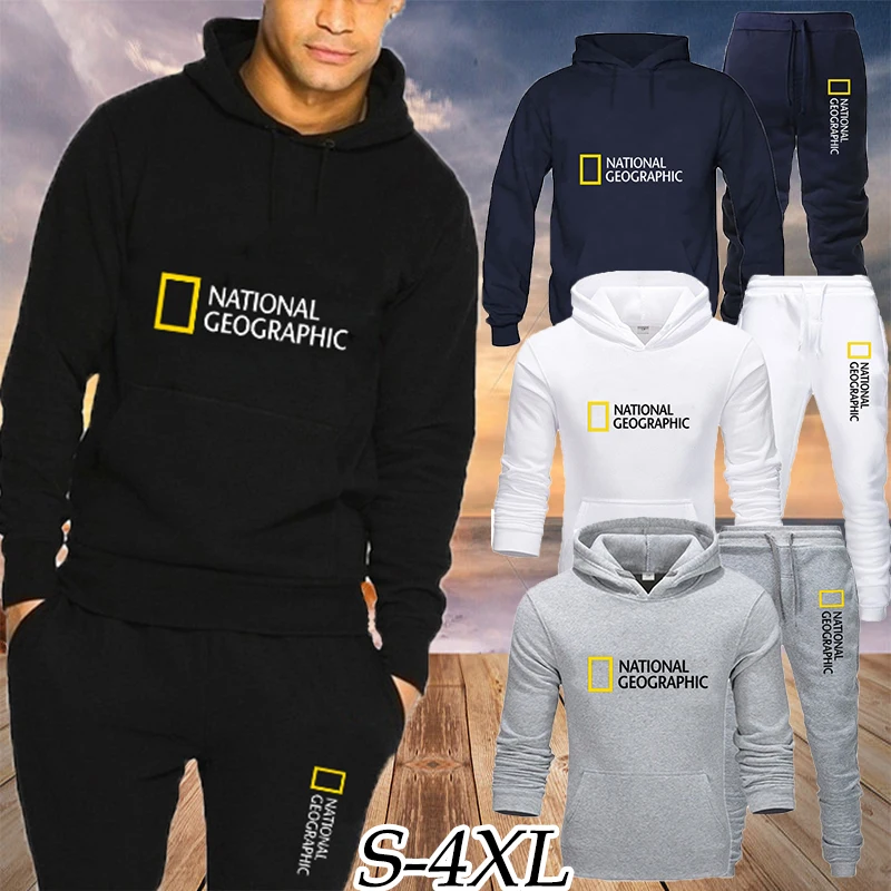 

2022 Autumn Winter National Logo Men's Sweater + Sweatpants Set New Cartoon Harajuku Solid Color Hoodie Two-piece Tracksuit