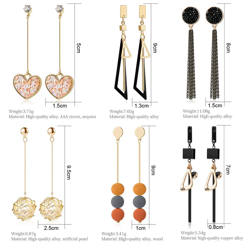 Женские Висячие серьги ZWC длинные геометрические в Корейском стиле подарок для