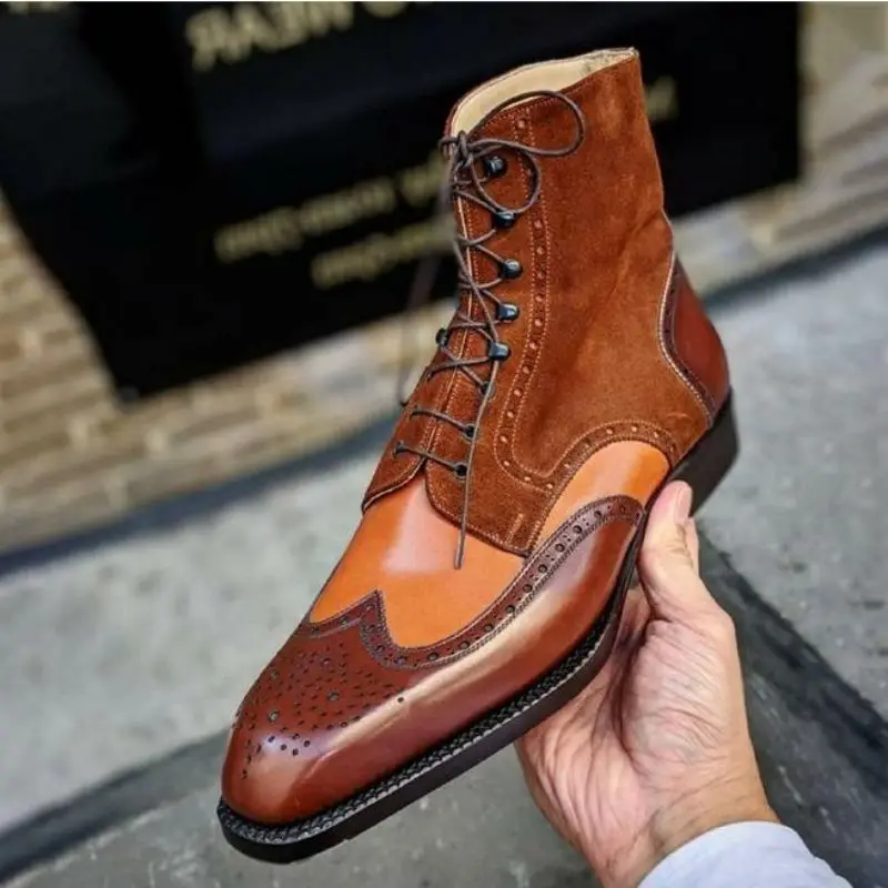 

Men PU Leather New Handmade Lace Up Boots Classic Boots Ankle Men Boots Casual Fashion Winter Combat Boots KR193