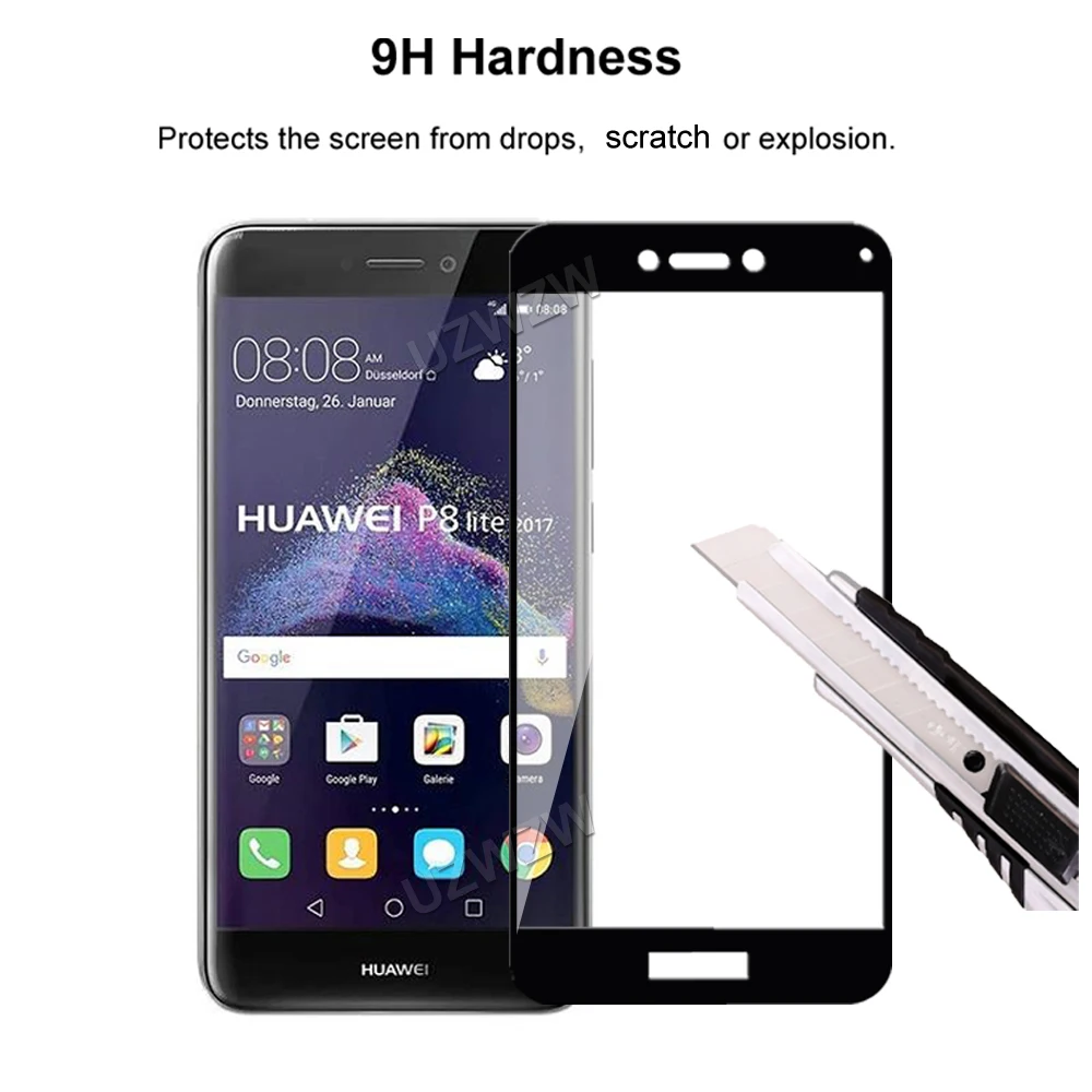Для Huawei P8 Lite 2017 полное покрытие закаленное стекло Защита для экрана телефона