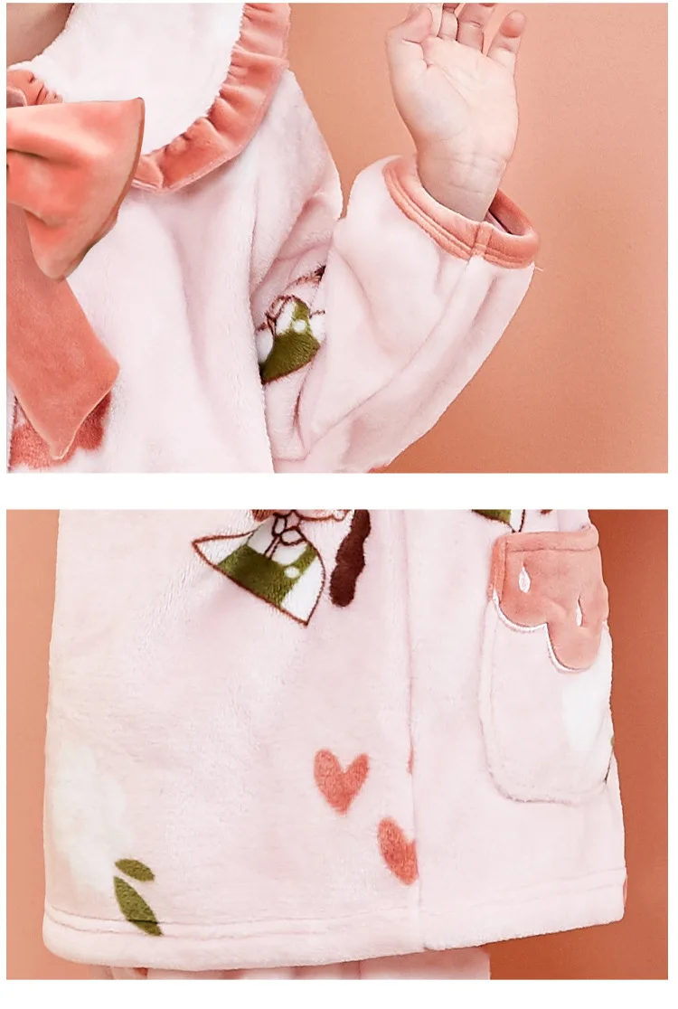 

2 Piece Pajamas Set For Toddlers Girls Long Sleeve Cartoon Pattern Sleepwear Suit Winter Kids Leisure Warm Home Wear Clothing