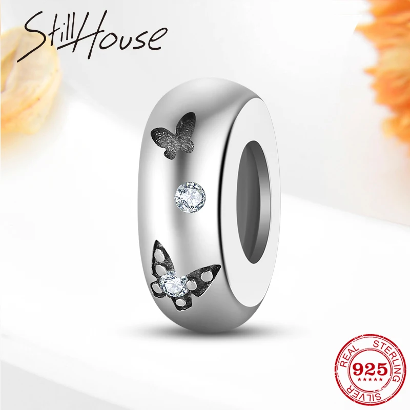 Новинка Стерлинговое Серебро 925 пробы изящные бусины-разделители с бабочками