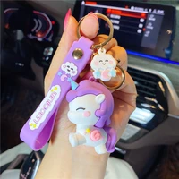 cartoon creative soft rubber doll keychain female cute unicorn car key chain ring bag pendant gift