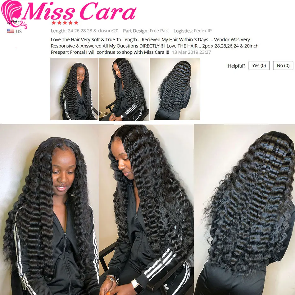 4 Bundles Lot Malaysian Loose Deep Hair Weave 100% Human Extensions Natural Color Miss Cara Remy | Шиньоны и парики