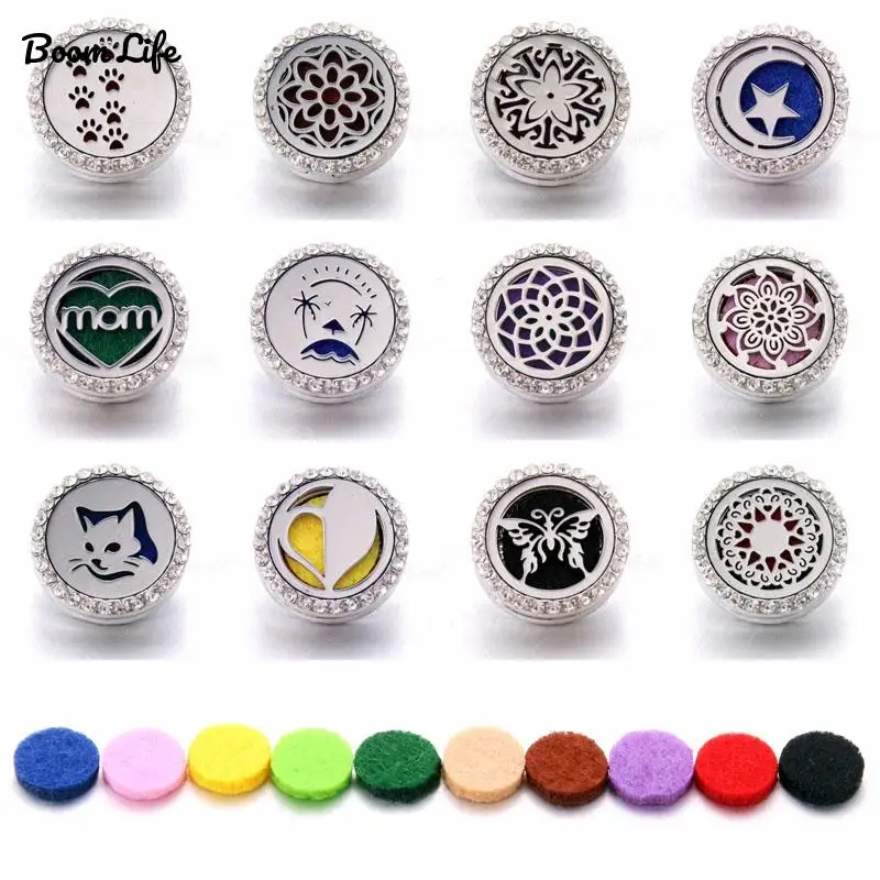 Бум Life ароматерапия 18 мм кнопки духи медальон Магнитный из нержавеющей стали