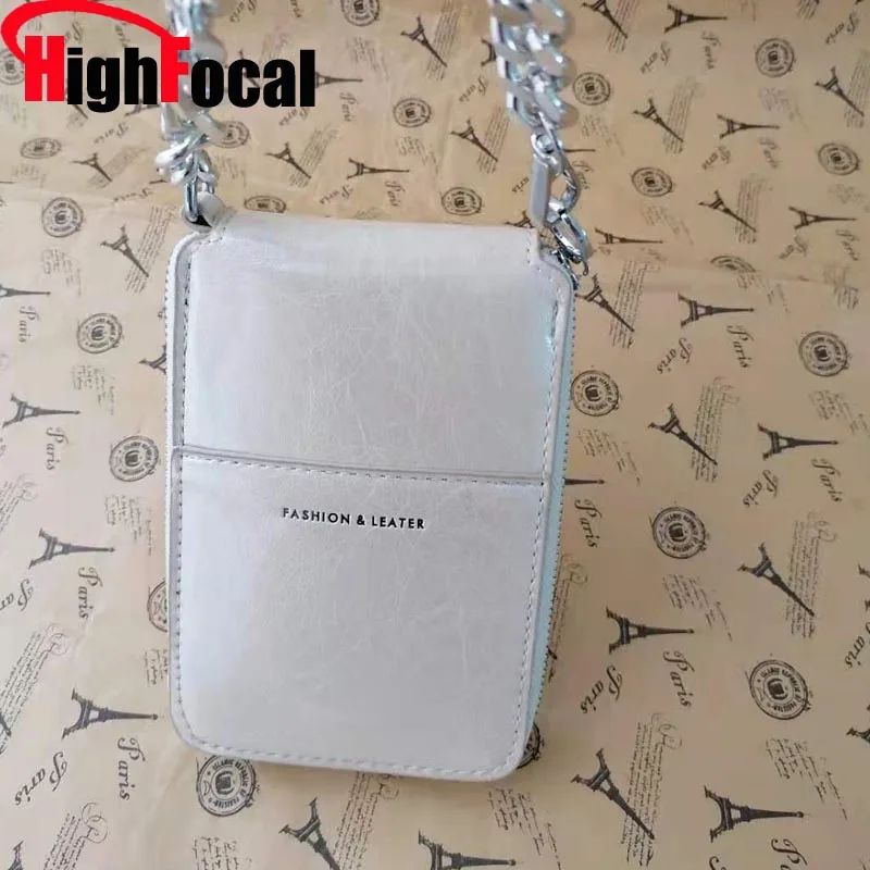 

HIGFOCAL Women Chain Mini Handbag Wallet Bag Fashion PU Leather Should Bags Lipstick Shopping Phone Bag White A65