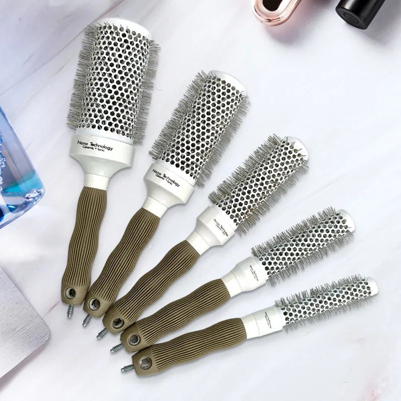 

Round Thermal Ceramic Brush Set for Blow Drying Curling, Large Heated Nano Ionic Round Barrel Hair Brush-5 Different Sizes