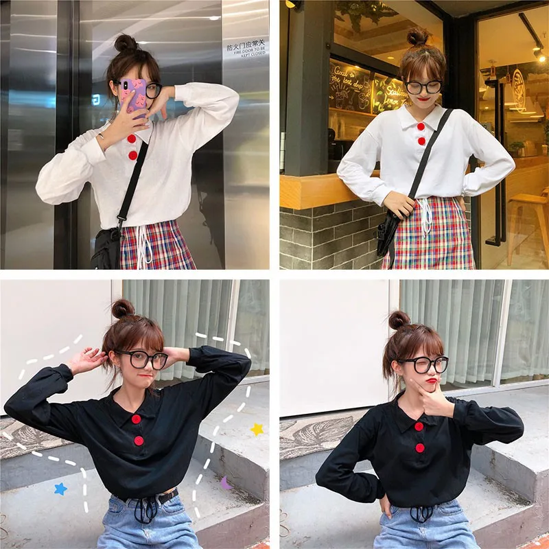 

Women Sweatshirts Spring Autumn Solid Color Loose Long Sleeve Casual Simple Wild Tops Ladies Fashion Short Sweatshirts