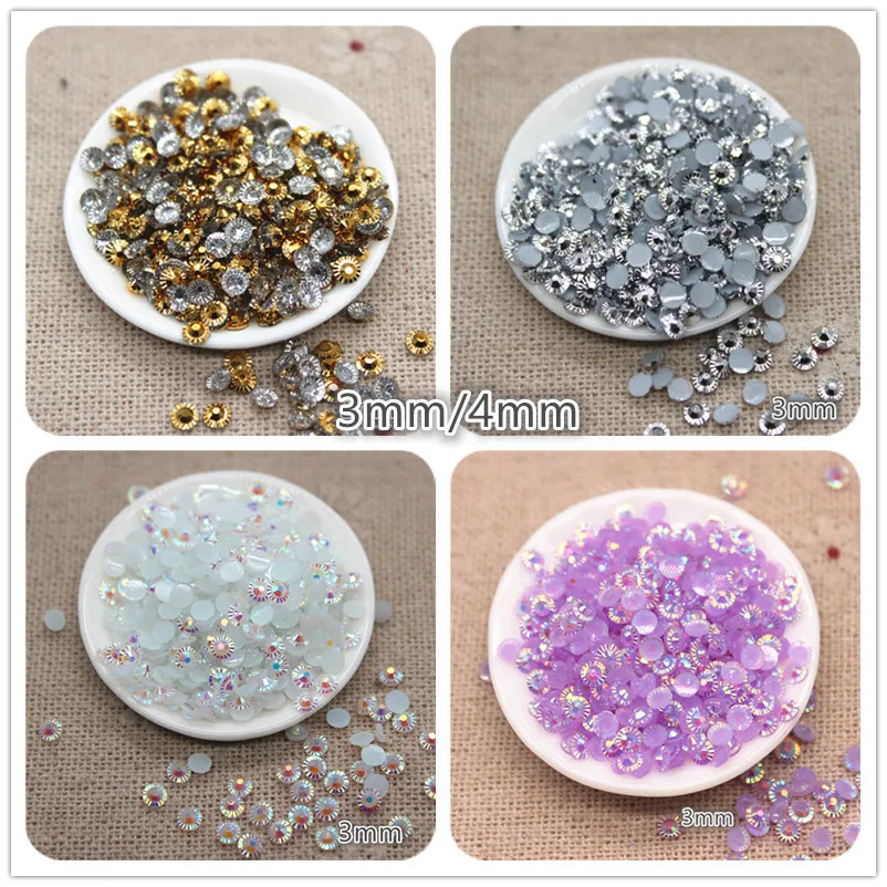 3 мм/4 мм новые золотые/серебряные/белые AB/Фиолетовые AB Стразы из смолы грани с
