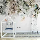 Настенные 3D-обои на заказ, Скандинавская роспись вручную листьев, бабочек, цветов, домашний фон, декор для стен, 3D фрески