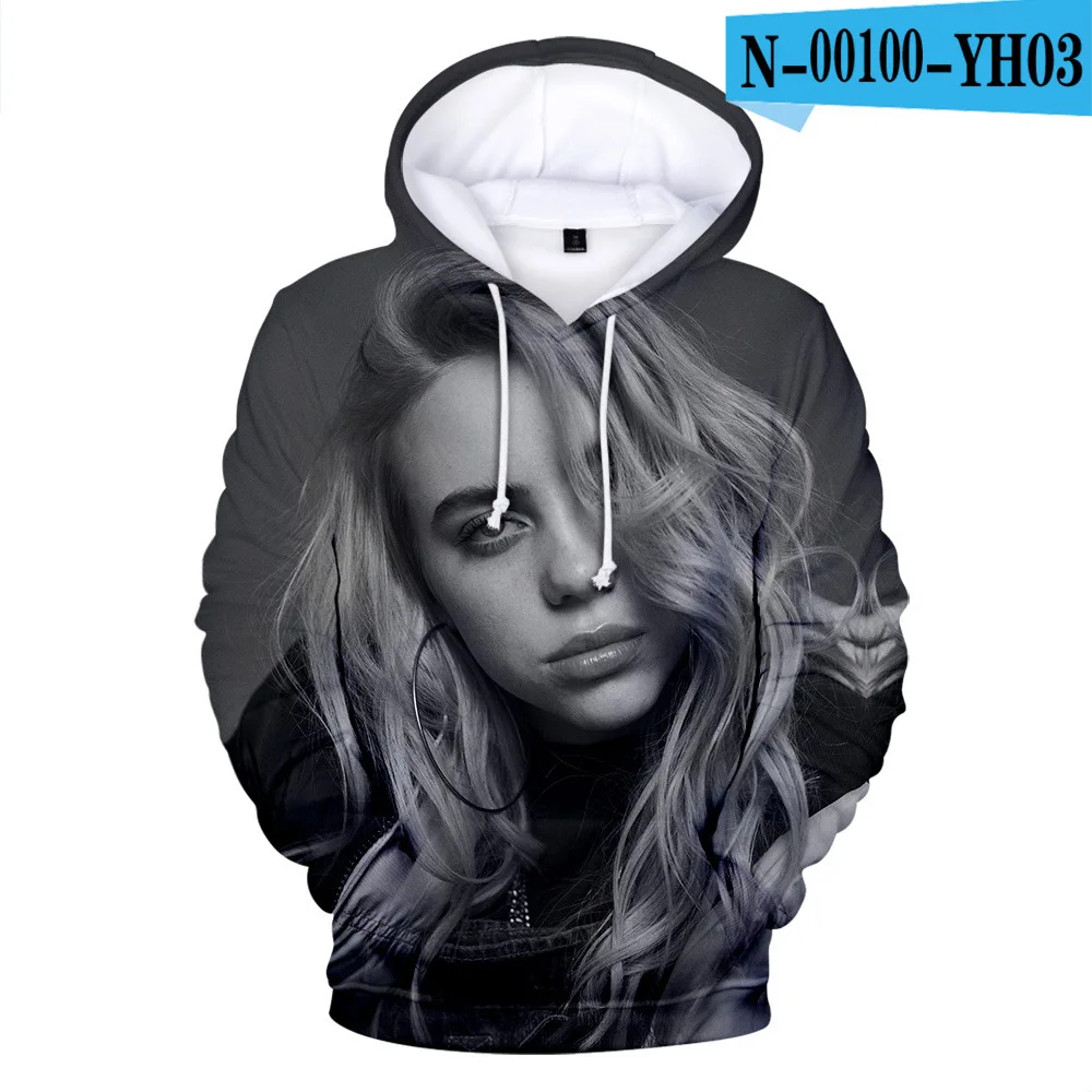 3D Оригинальные толстовки для мужчин и женщин Billie Eilish, толстовка с капюшоном, лидер продаж, осенне-зимняя модная одежда для мальчиков и девочек - Цвет: 3D