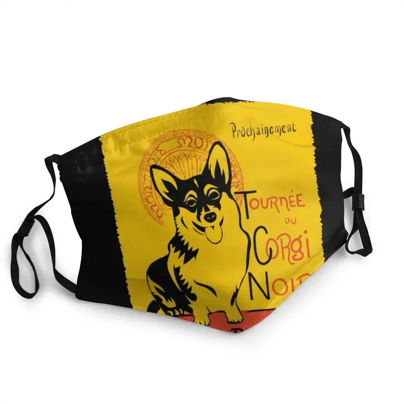 

Funny Pembroke Welsh Corgi Cute Dog Chat Noir Mashup Art Mask Adult Anti Haze Mask Protection Cover Respirator Mouth Muffle