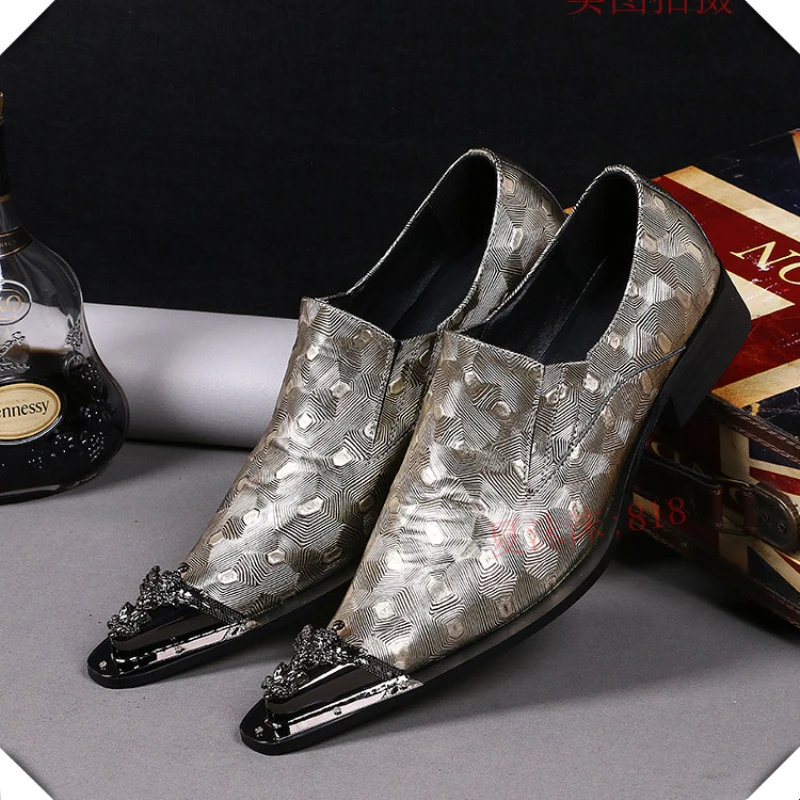 

Christia Bella Men Business Leather Pointed Shoes Pattern Men Office Formal Party Prom Leather Shoes Big Size Male Wedding Shoes