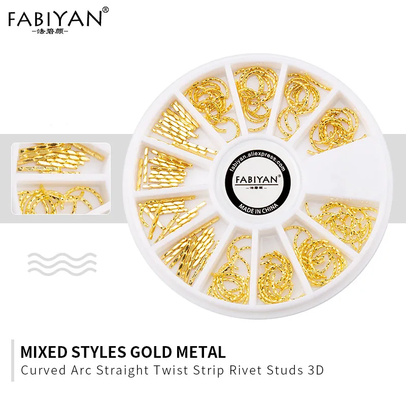 12 4 Color Nail Art Wheel Long Sharp Triangle Rivet Alloy Strip Metal Decoration Accessorie 3D Tips DIY Design Polish Manicure Tool - Цвет: 12