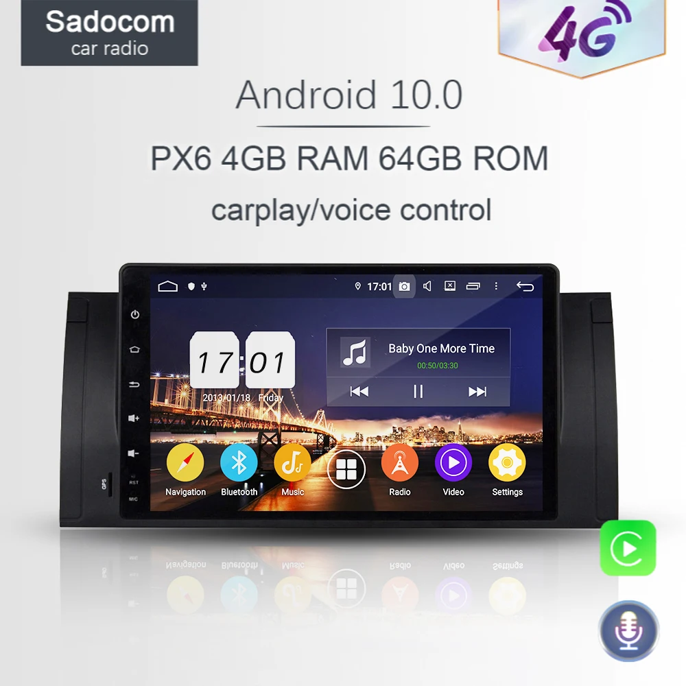 PX6 HD Android 10 0 автомобильное радио 4 Гб ОЗУ 8 ядер 64 ПЗУ автомобильный dvd плеер для BMW M5