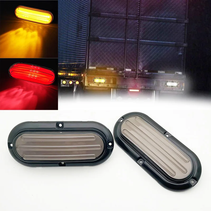 

2pcs 74LED Taillight Car Auto 12v/24v Red/Amber Truck Trailer Brake Stop Turn Signal Lamp Rear Tail Light Accessories