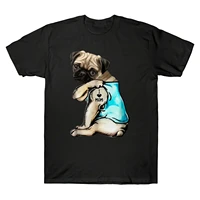 funny pug dog tattoo i love mom cute dog graphic gift mens t shirt cotton black