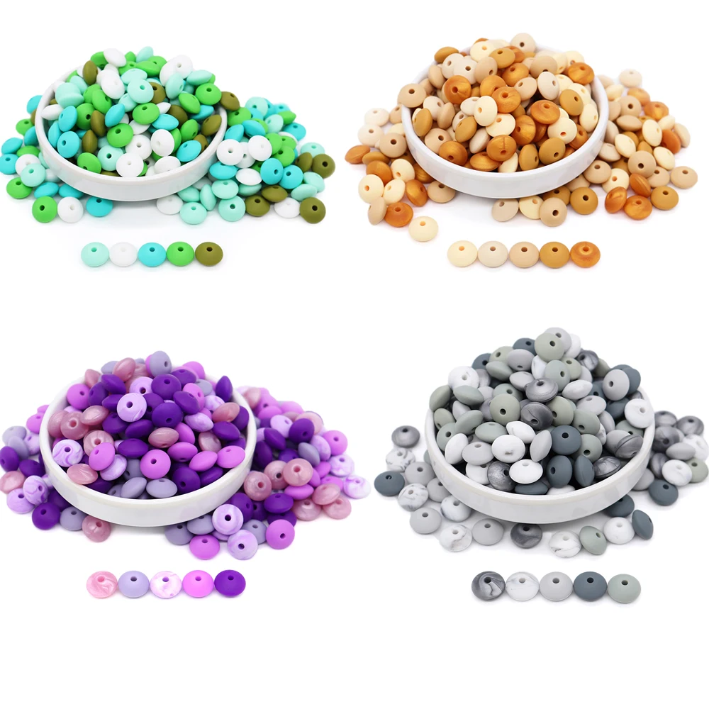

50pcs Colorful Silcione Abacus Beads Flowers And Heart Shape Mikey Cartoon Different Type Food Grade Teething Beads DIY Baby Toy