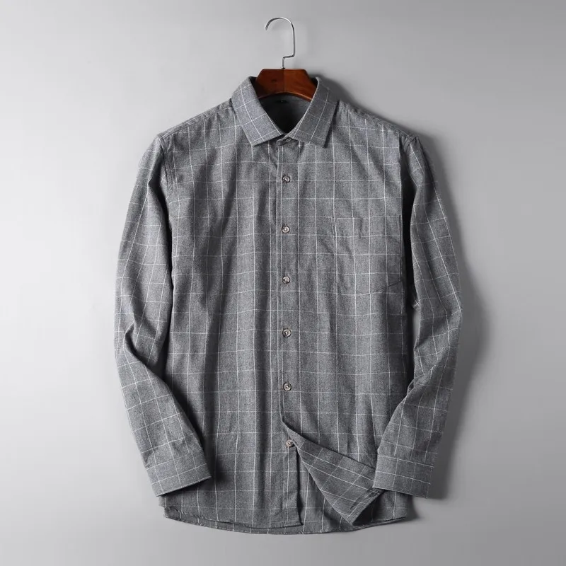 Мужская рубашка с воротником на пуговицах Классическая в шотландскую клетку
