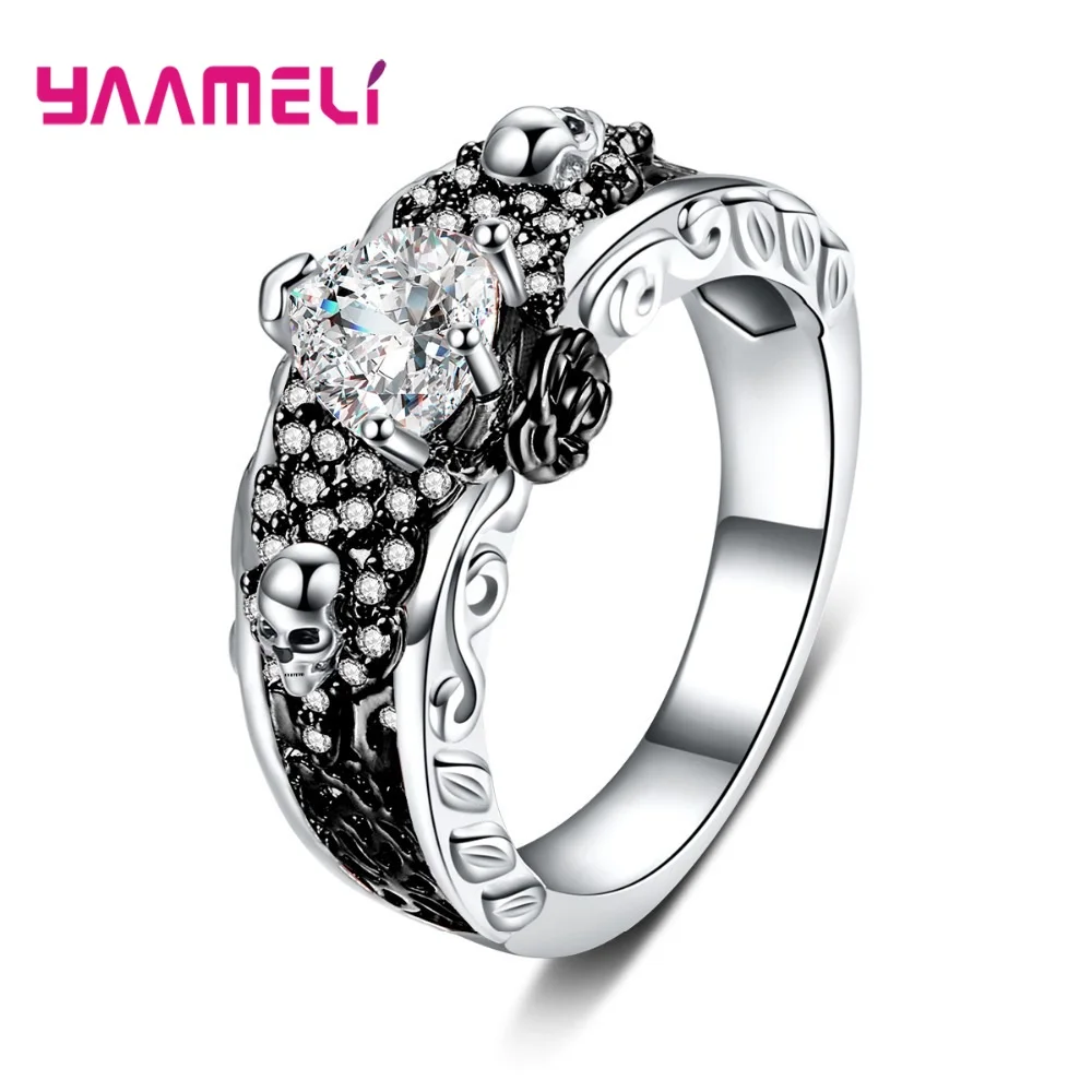 

Ретро готический панк женские и мужские кольца трендовые черепа 925 пробы серебряные кольца ювелирные изделия Аксессуары для хэллоуина укра...