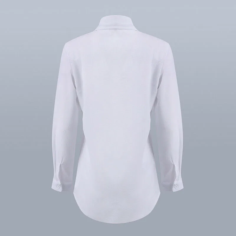 

Spring Autumn Women Casual Long Sleeve Loose Blouse OL Ladies Button Turn Down Collar White Shirt Tops