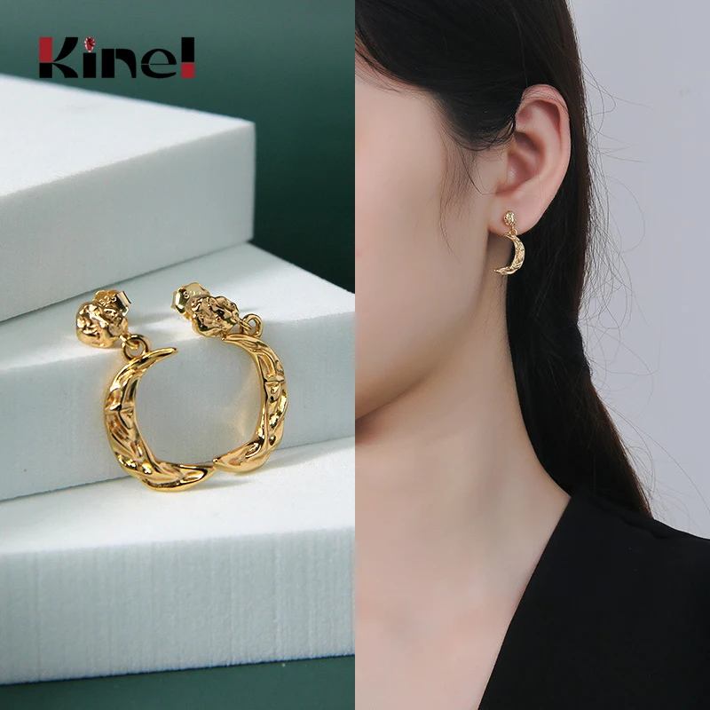 

Kinel 925 Sterling Silver Irregular Moon Earrings Elegant Design Minimalist Earrings for Women Chic Simple Jewelry
