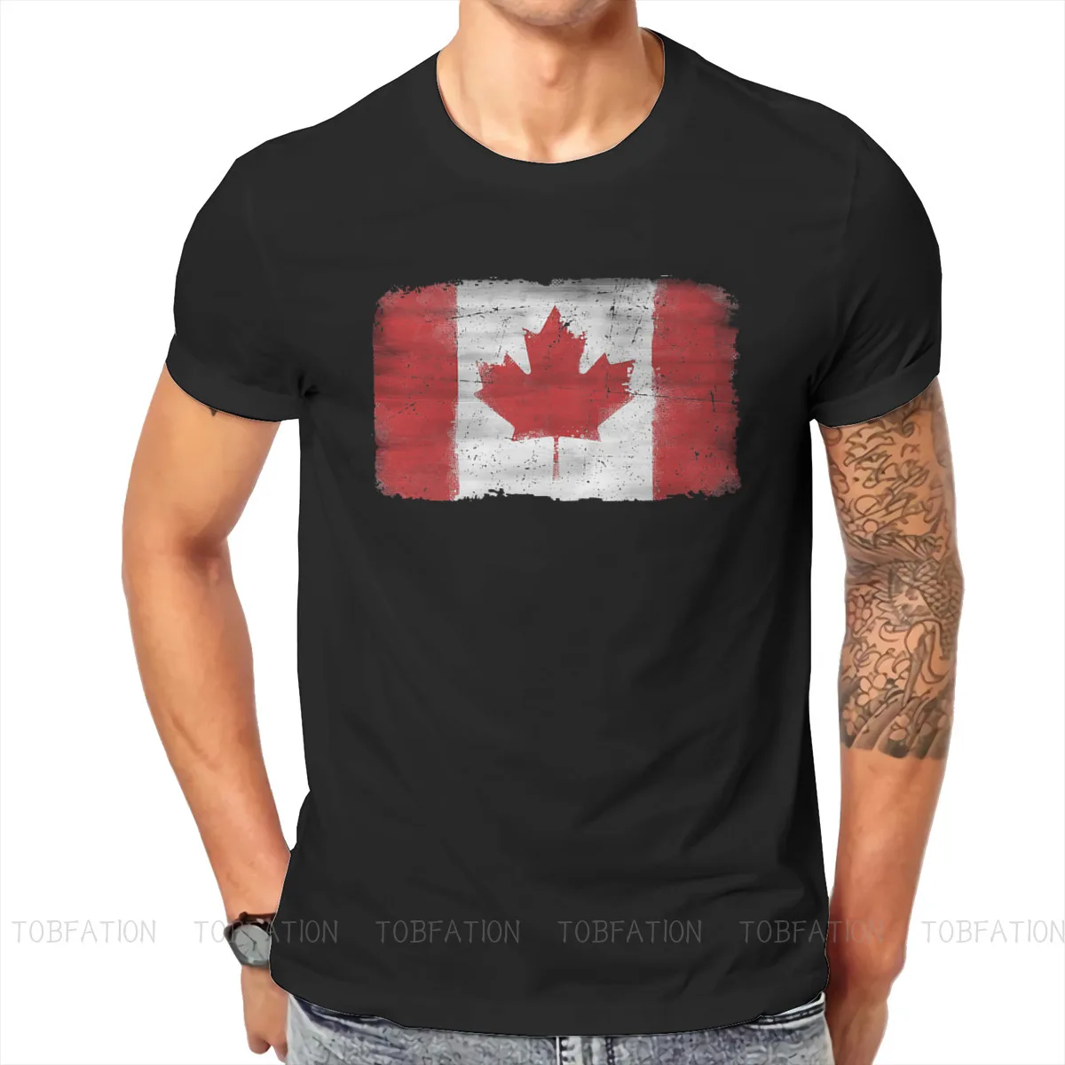 

Футболка мужская с принтом канадского флага, крупная Модная рубашка с круглым вырезом, с принтом кленового листа, в стиле Харадзюку