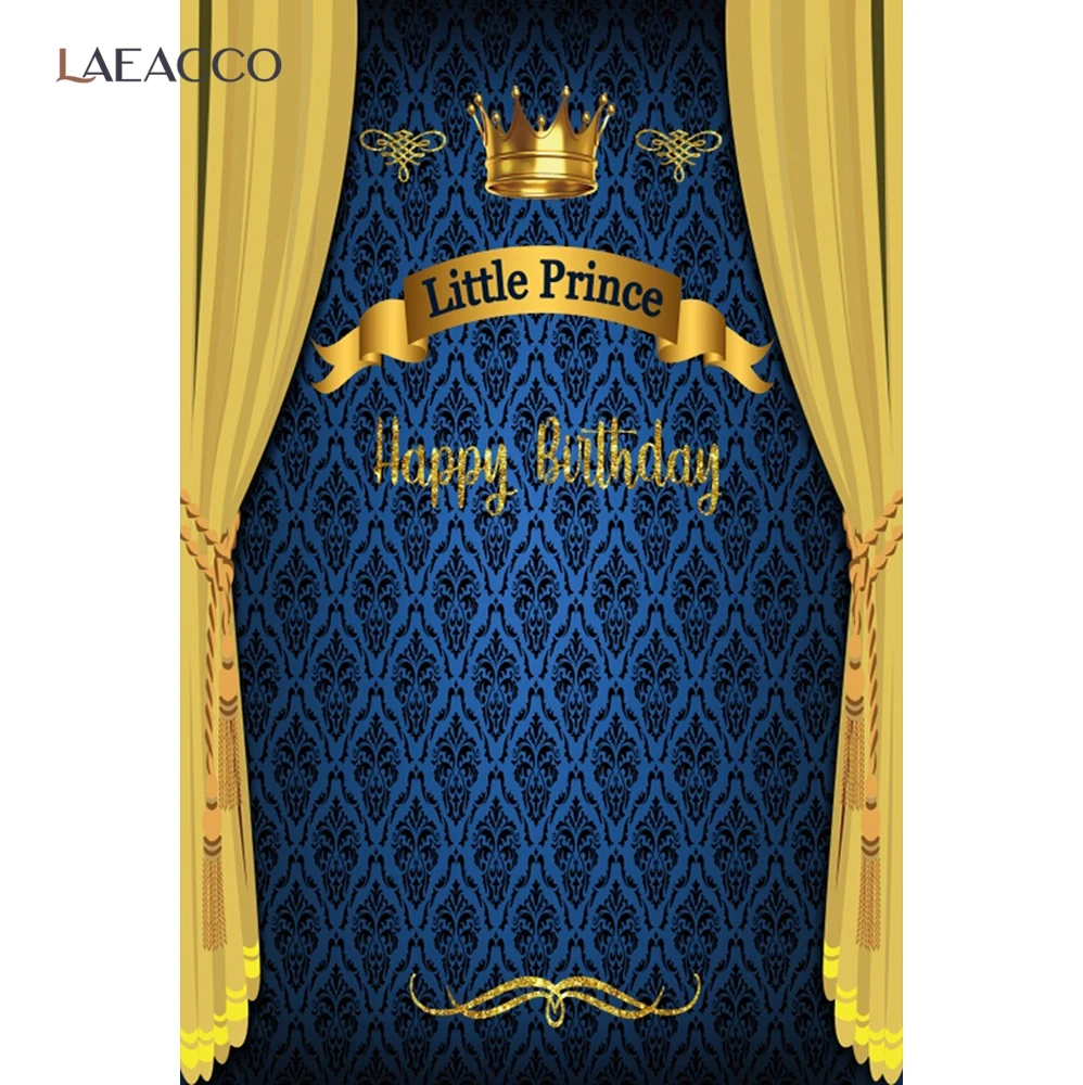 

Photo Background Happy Birthday Party Curtain Crown Gold Glitter Photography Backdrop Child Baby Portrait Photocall Photo Studio
