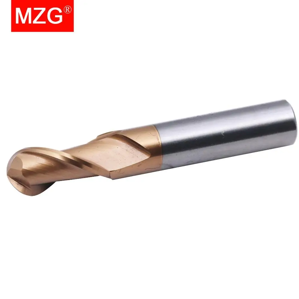 Сферическая спиральная Концевая фреза MZG из вольфрамовой стали с 2 канавками HRC60 1