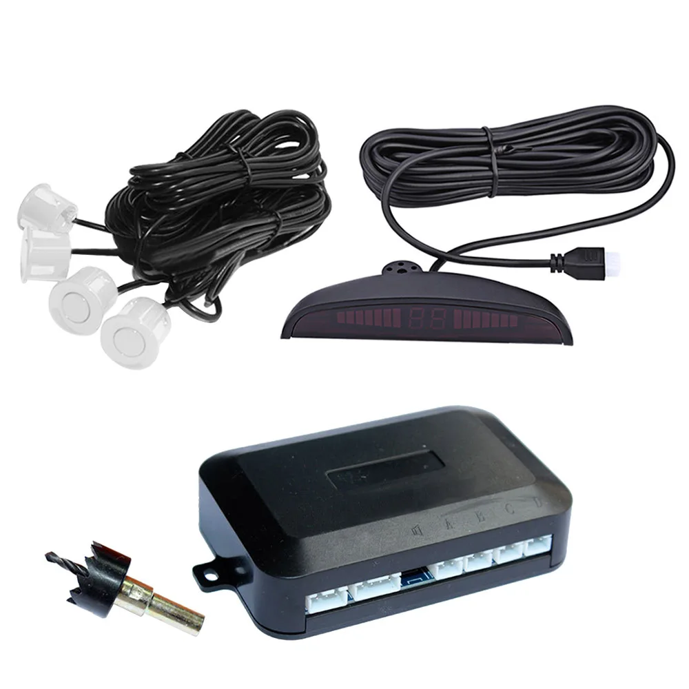 LED Display Car Parking Sensors 4 Radars Kits 22mm Ultrasonic Monitor Detector System Automobile Security Alert System