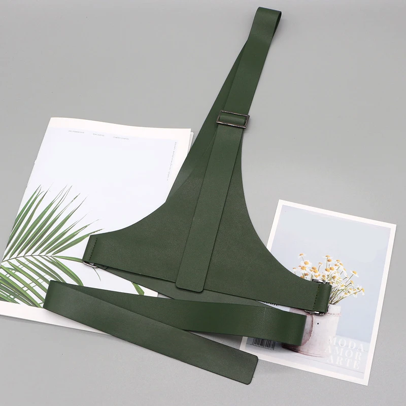 

Women Personality Leather Belt Suspenders Straps All-match Girdle Single Shoulder Decorative Punk Waist Seal PU Waist Belt