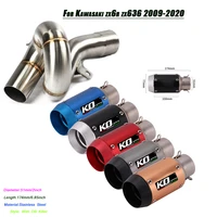 motorcycle middle link pipe connect 51mm exhaust muffler tip tube set system lossless replace for kawasaki zx636 zx 6r 2009 2020