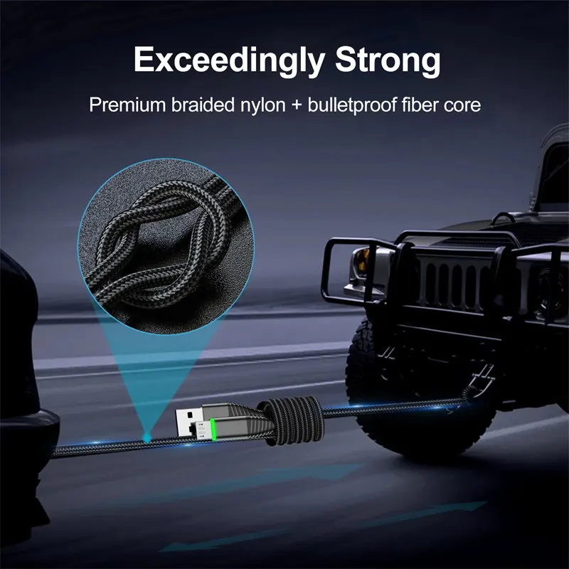 UKGO 3A Fast Charging Micro USB LED Cable QC 3.0 Mobile Phone Cable For Xiaomi Huawei Samsung Data Transmission Cable Wire