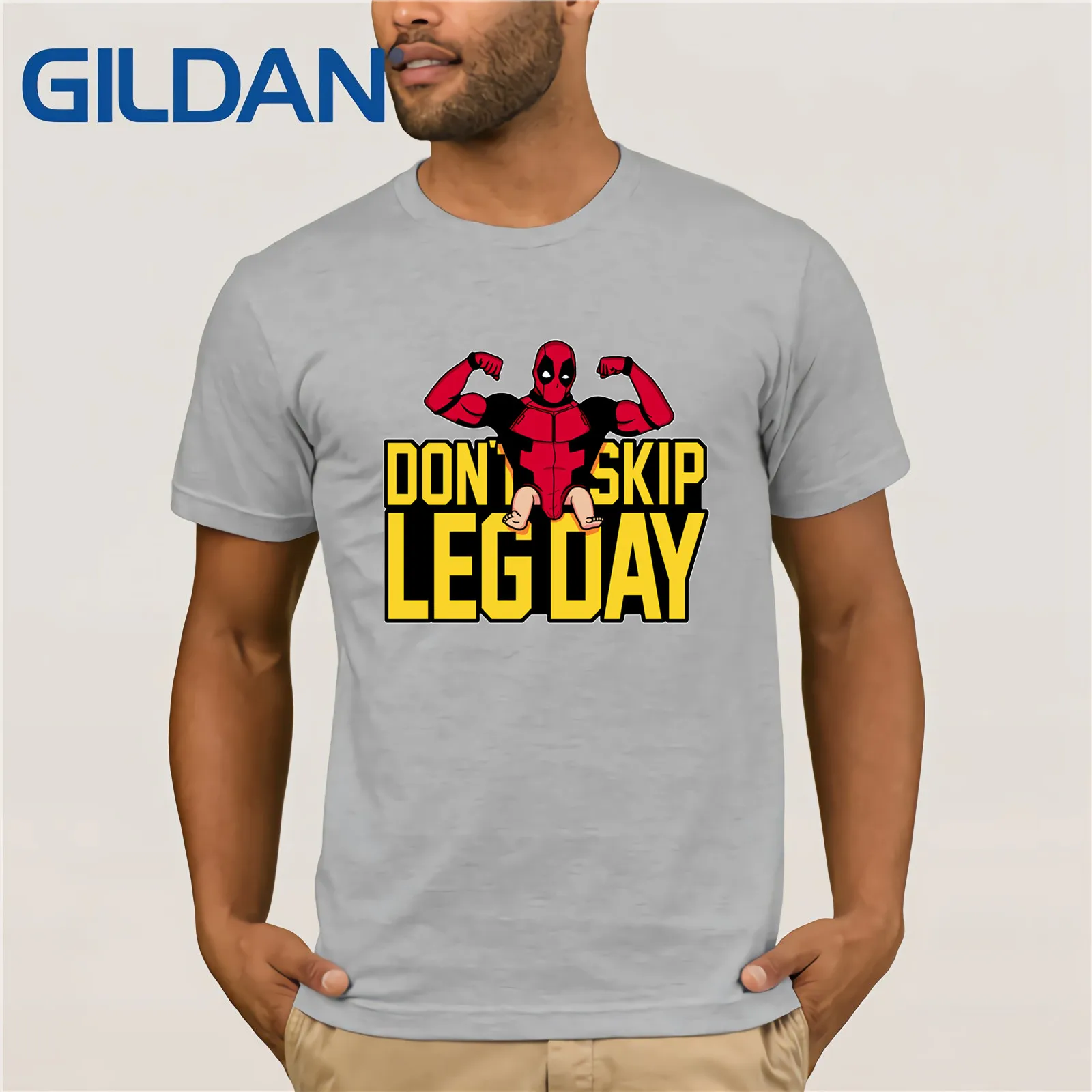 Мужская футболка с короткими рукавами Deadpool Don't Skip Leg Day хлопковая Забавные