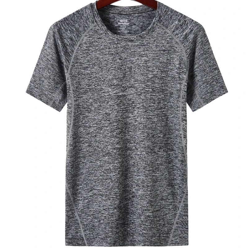 Спортивные футболки для мужчин эластичные Топы с коротким рукавом спортзала