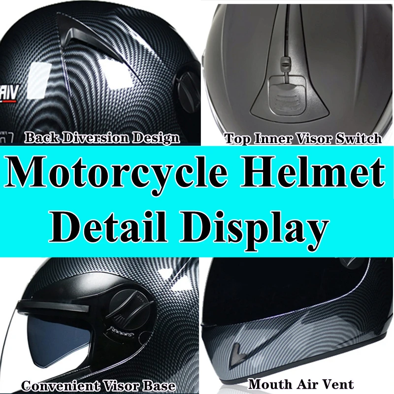 Мотоциклетный шлем с имитацией углеродного волокна теплый зимний двойным
