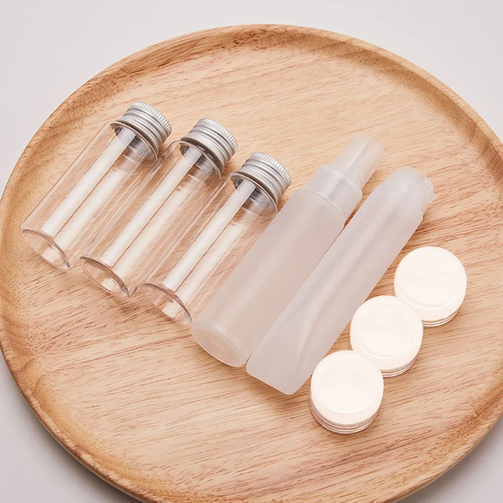 

8Pcs/Set Mini Makeup Cosmetic Face Cream Pot Bottles Plastic Transparent Empty Make Up Container Bottle Travel Kit Accessories