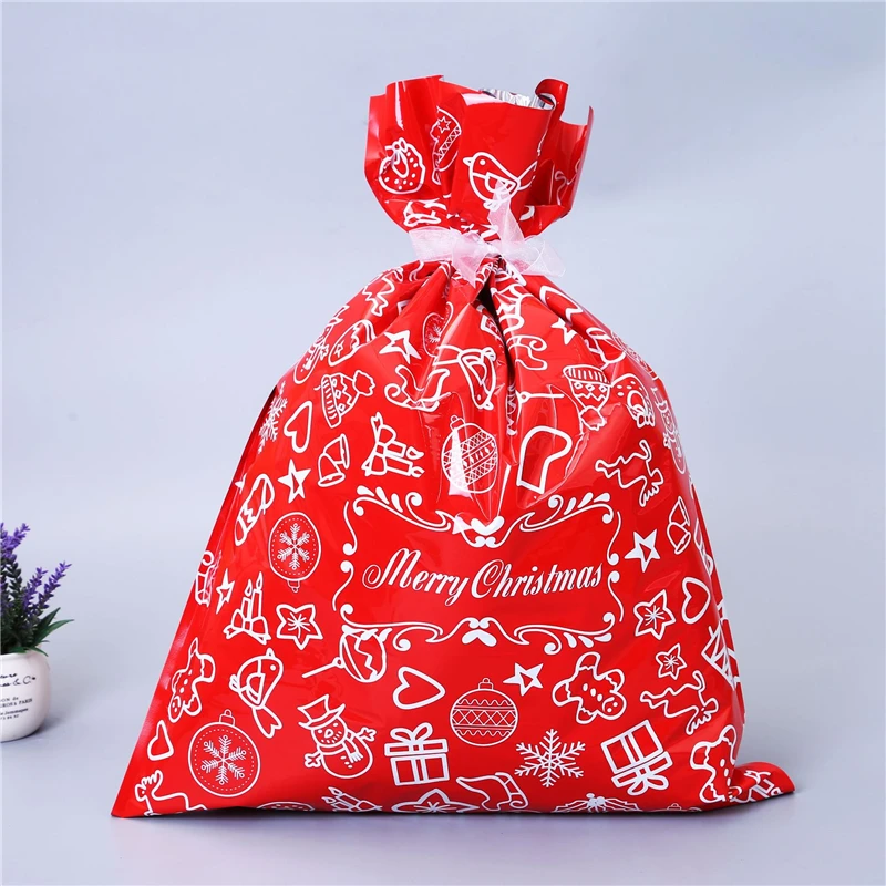 

10/15Pcs Christmas Gift Bag Snowflake Style Candy Bag 2021 New Year Santa Pocket Children's Gifts Party Festival Supplies