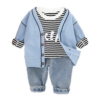 infant clothing 2021 autumn winter baby boys clothes cardigan coat t shirt pants 3pcs suits for baby sets newborn baby clothing