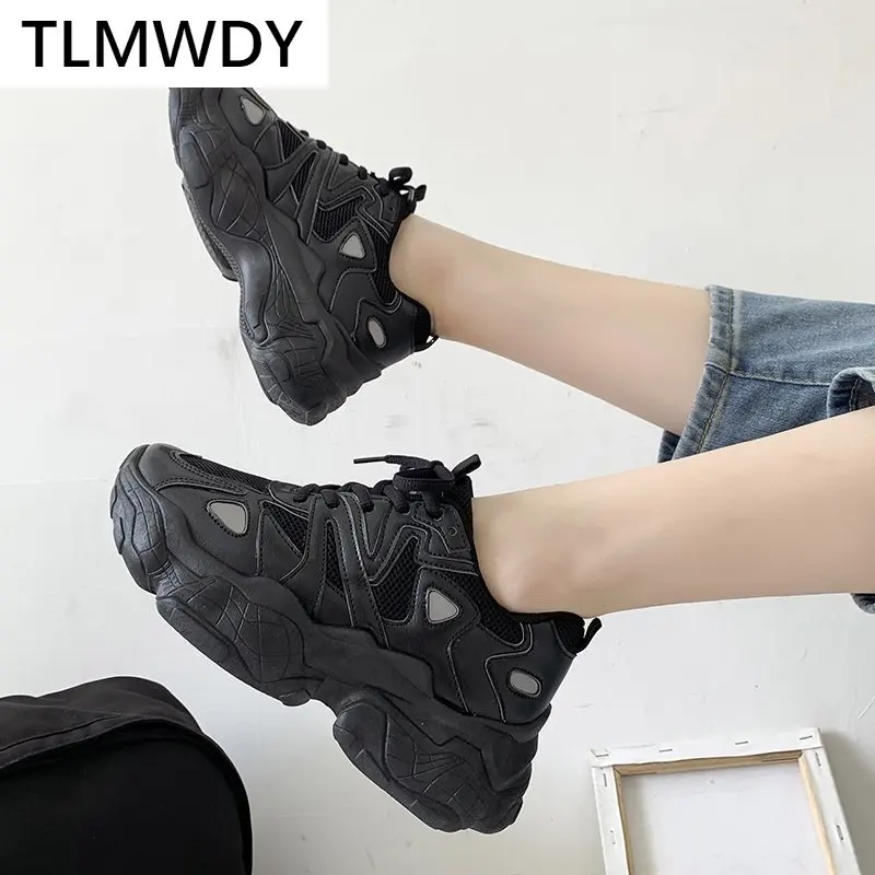 

2021 Spring Women Sneakers Lace-up Platform Fashion Women Walking Comfort Vulcanized Shoes Mesh Breathable Women Casual Shoes