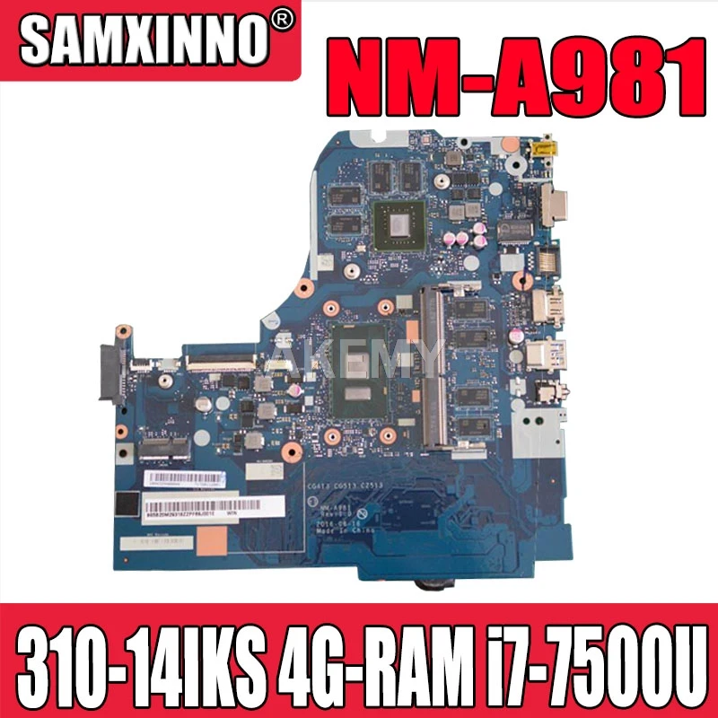 

NM-A981 материнская плата для ноутбука For Lenovo 310-14IKB оригинальная материнская плата 4G-RAM I7-7500U GT920MX