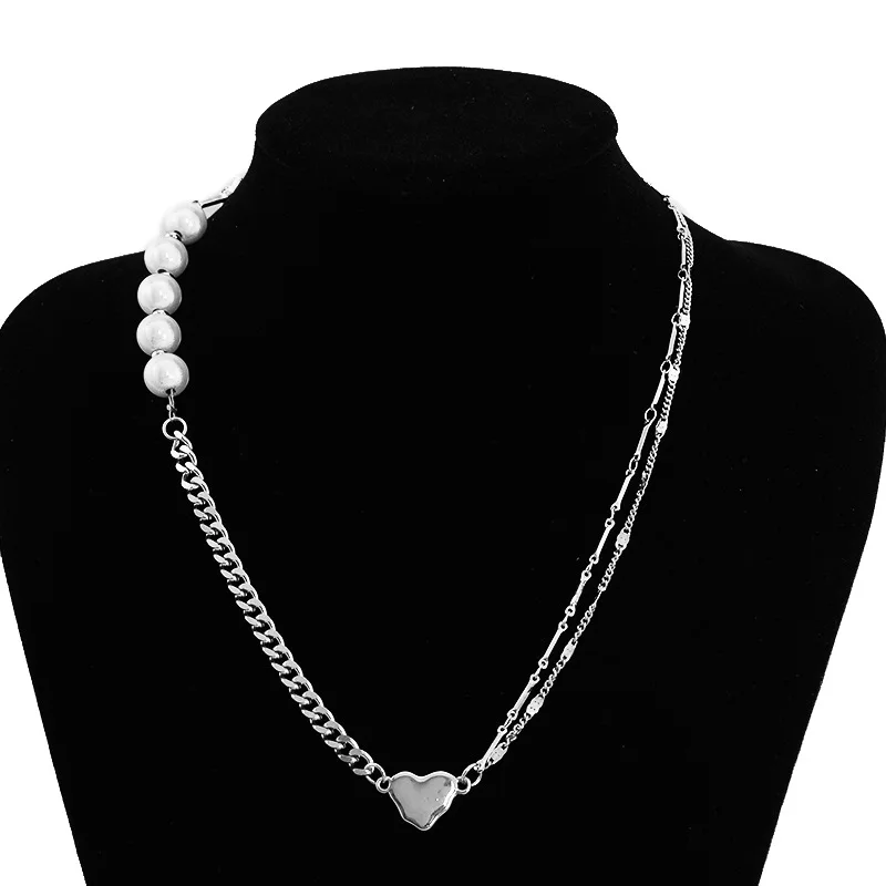 

Yкрашения 2021 бижутерияReflective Pearl Love Cross Necklacebijoux femmecollier perleacessorWomen's stainless steel necklace