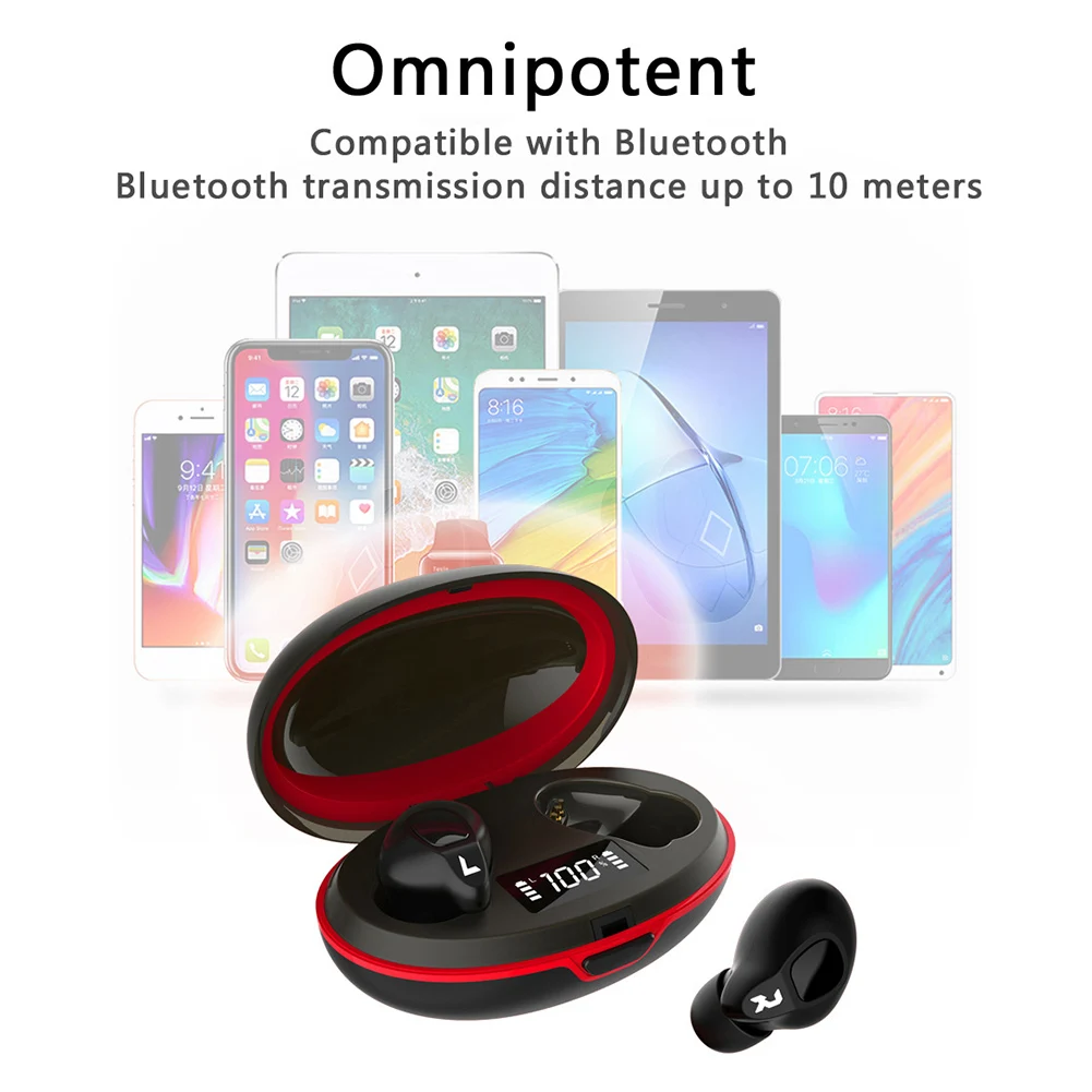 Bluetooth 5 0 наушники беспроводные TWS с дисплеем объемный звук эффект зарядным