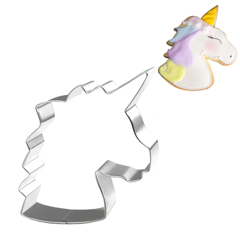 

1pc Large Unicorn Head Cookie Cutter Stainless Steel Biscuit Mould Cake Fondant Sugarcraft Decorating Tools