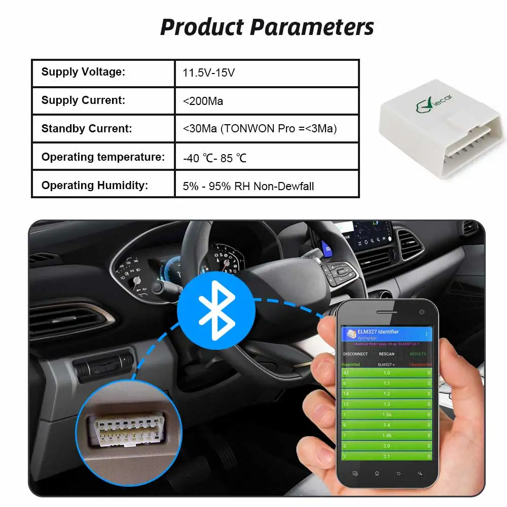 Viecar OBD2 сканер ELM 327 Bluetooth 4 0 V1.5 для Android/IOS/WINDOWS OBD II автомобильный диагностический