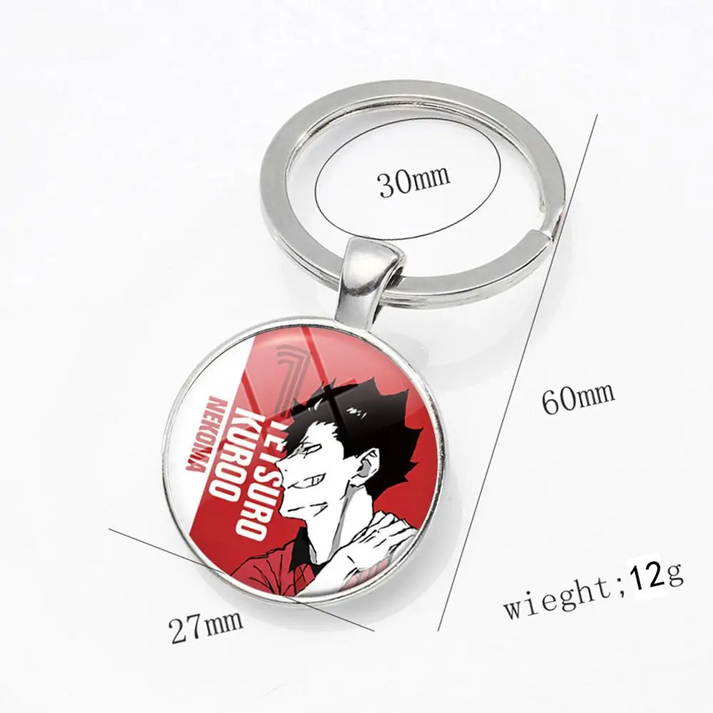 

Anime Haikyuu Volleyball Juvenile Keychain Cute Time Gem Cabochon Glass Car Key Chain Children Bag Pendant Keyring Men Gift